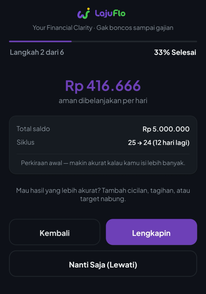 Setup Saldo